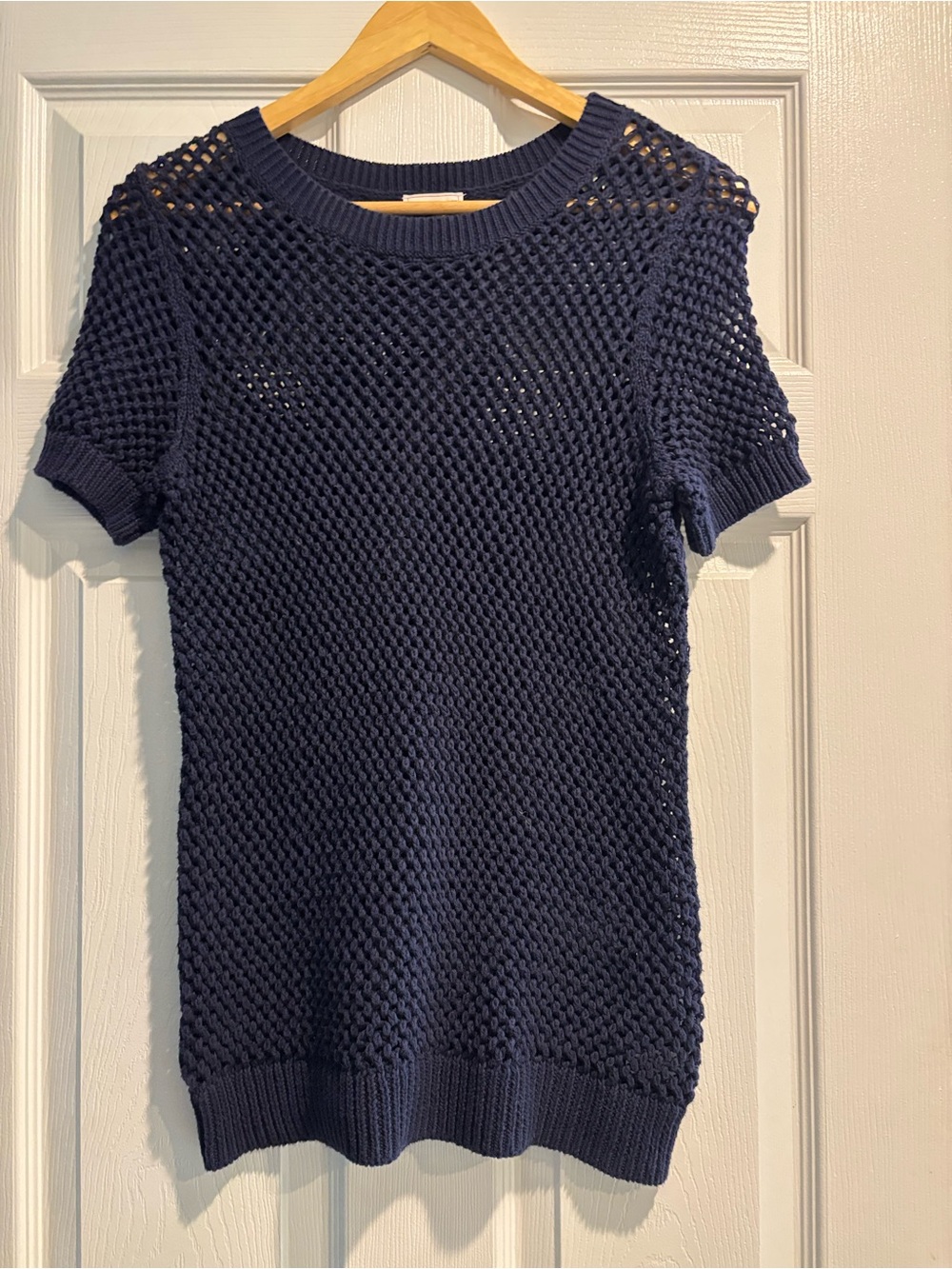 GAP Navy Open-Knit Short Sleeve Sweater